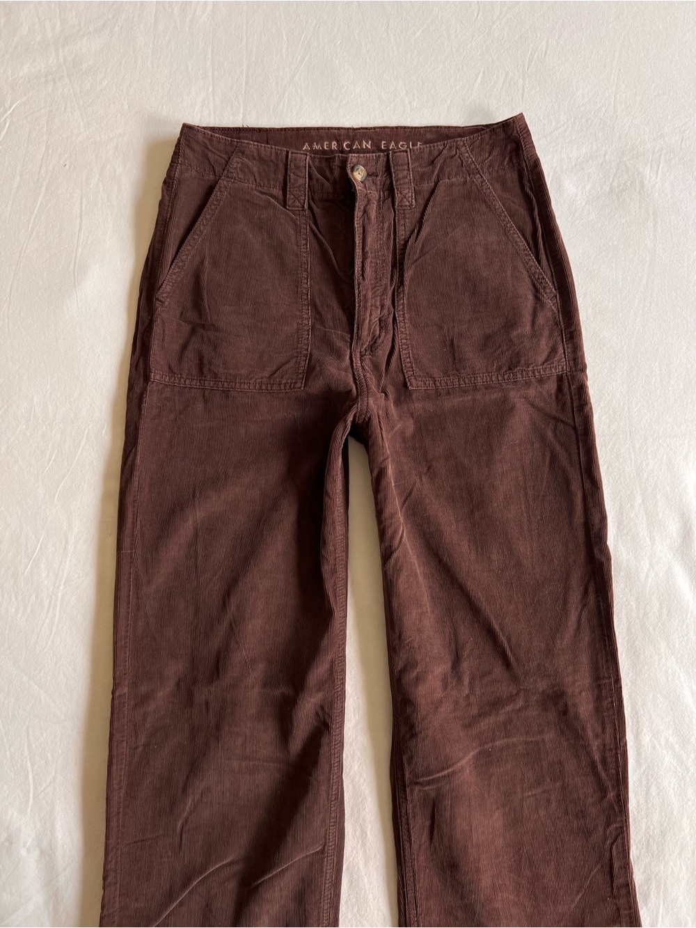 American Eagle Outfitters Straight Leg Corduroy Pants in Dark Brown TALL length